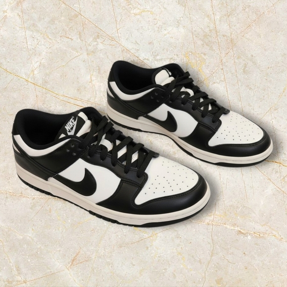 Nike Men’s Black and White Low-Top Sneakers with Swoosh